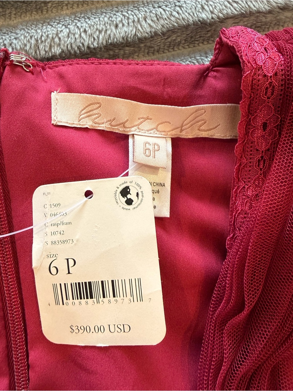 NWT Hutch Charley Deep-V Pleated Raspberry Tiered Tulle Maxi Dress Size 6P - Picture 6 of 13